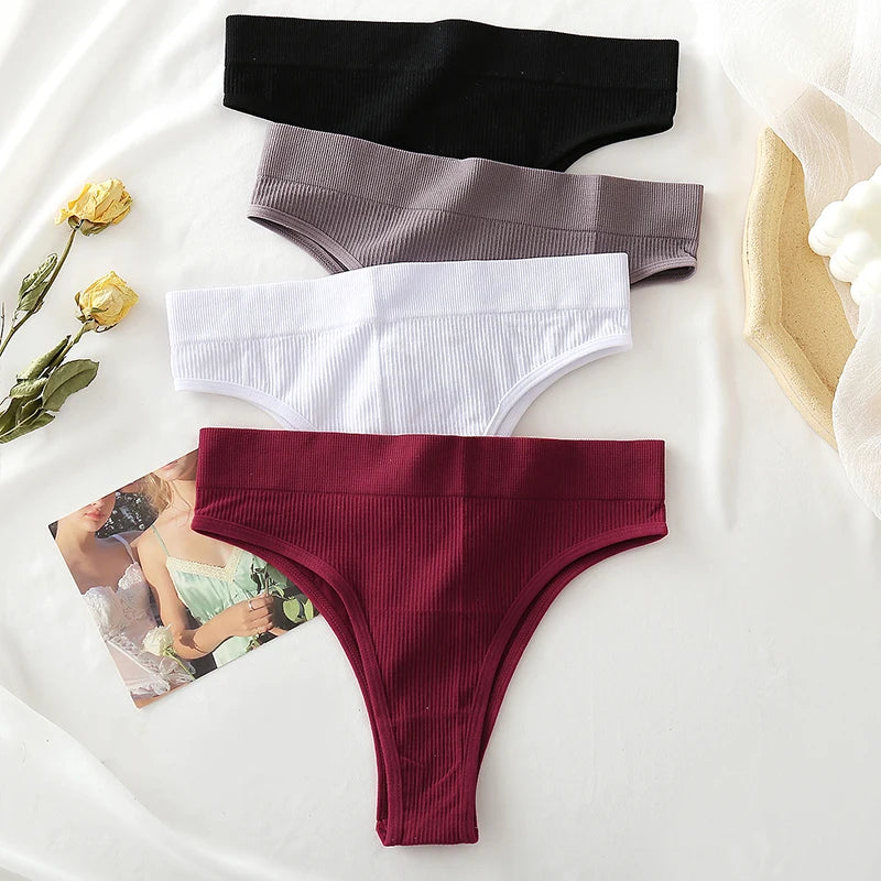 3 pièces/ensemble femmes coton culottes sans couture taille haute tongs confortable Sexy femme caleçons slips intimes S-XL