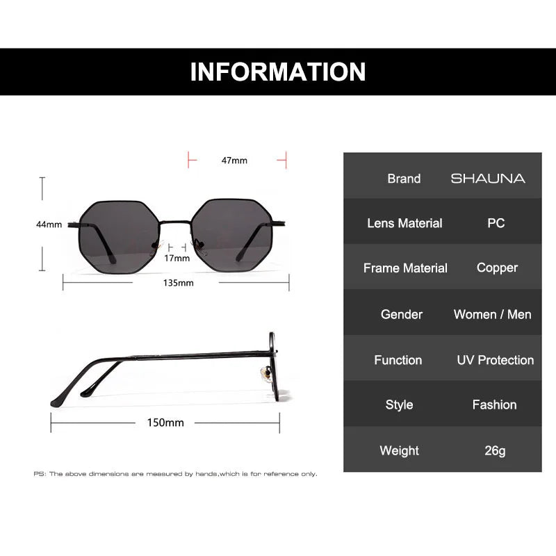 Lunettes de soleil rétro à monture métallique hexagonale, marque de styliste à la mode, nuances miroir en or Rose, UV400