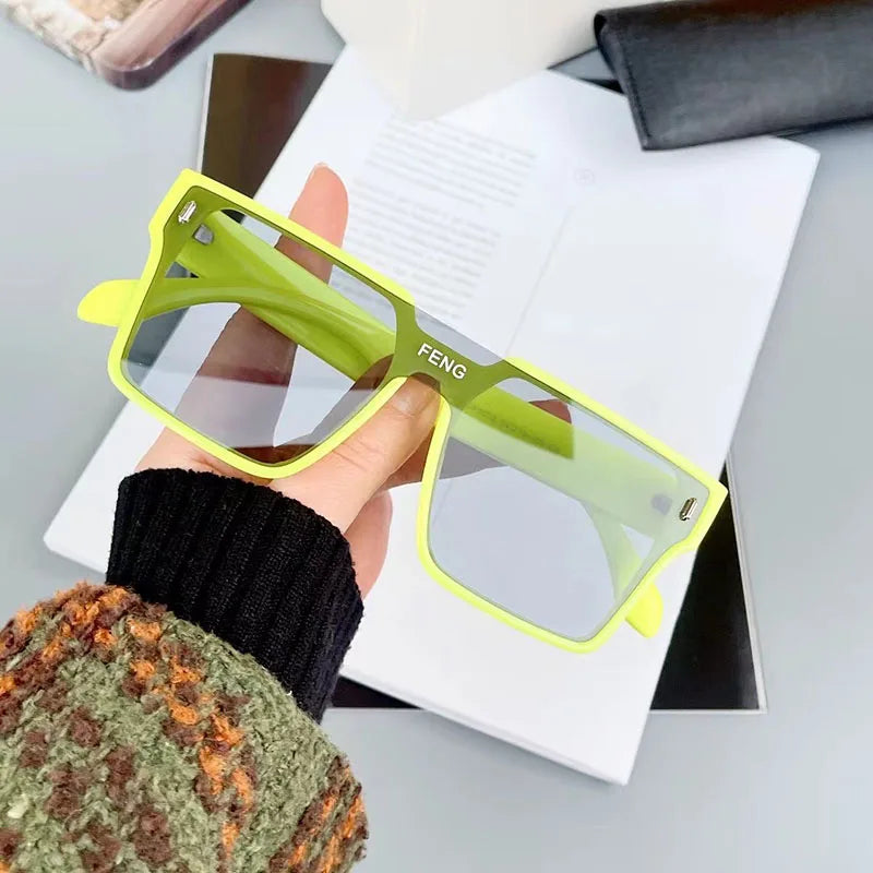Fitcomfotable 2024 nouvelles lunettes de soleil printemps et été grandes lunettes de soleil carrées lentille une pièce UV400