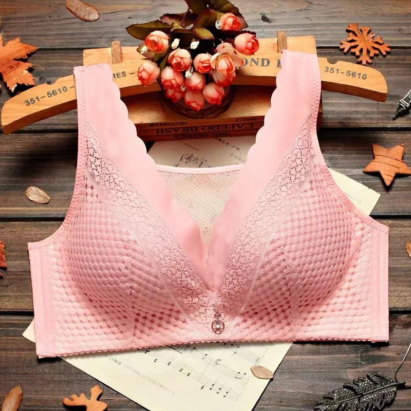 Soutien-gorge Push-up en dentelle pour femmes, sous-vêtements confortables, Anti-affaissement, noir, sans anneau en acier, confortables, en coton fin