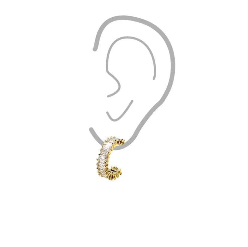 Boucles d'oreilles Baguette cubique en zircone pour femmes, bijoux de fête à une rangée, pierre T, couleur or, tendance