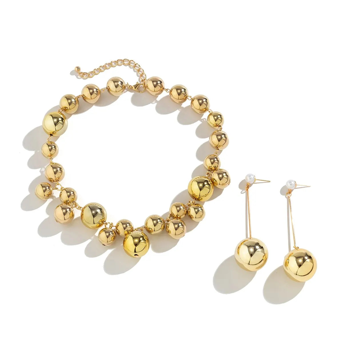 Punk acrylique CCB grosse boule chaîne de perles collier boucles d'oreilles pour femmes Vintage grosse clavicule chaîne Grunge - ensemble de bijoux Steampunk