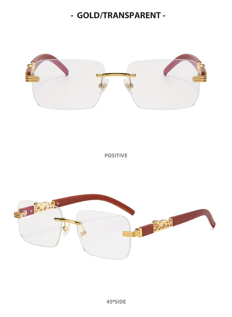 Lunettes de soleil rectangulaires sans bords pour femmes, marque de luxe, léopard, sans cadre, Vintage, carrées, 2024