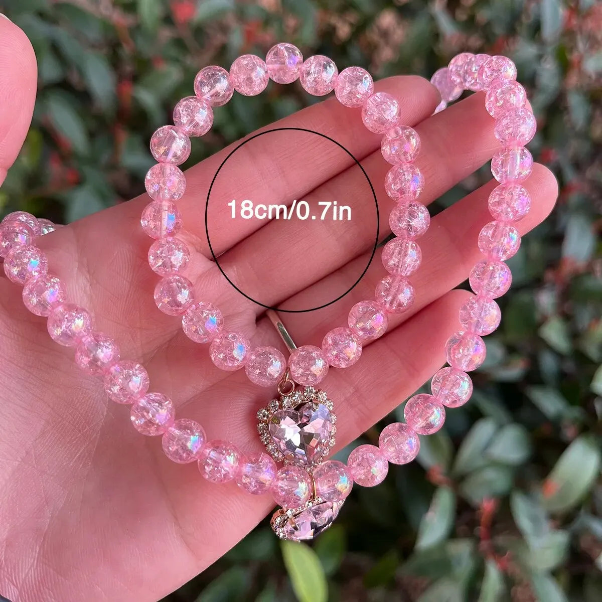 Ensemble de bijoux en cristal pour enfants, de haute qualité, avec pierres précieuses roses : bracelet et collier. Accessoires de princesse pour filles, nouvelle collection été, 2 pièces par ensemble