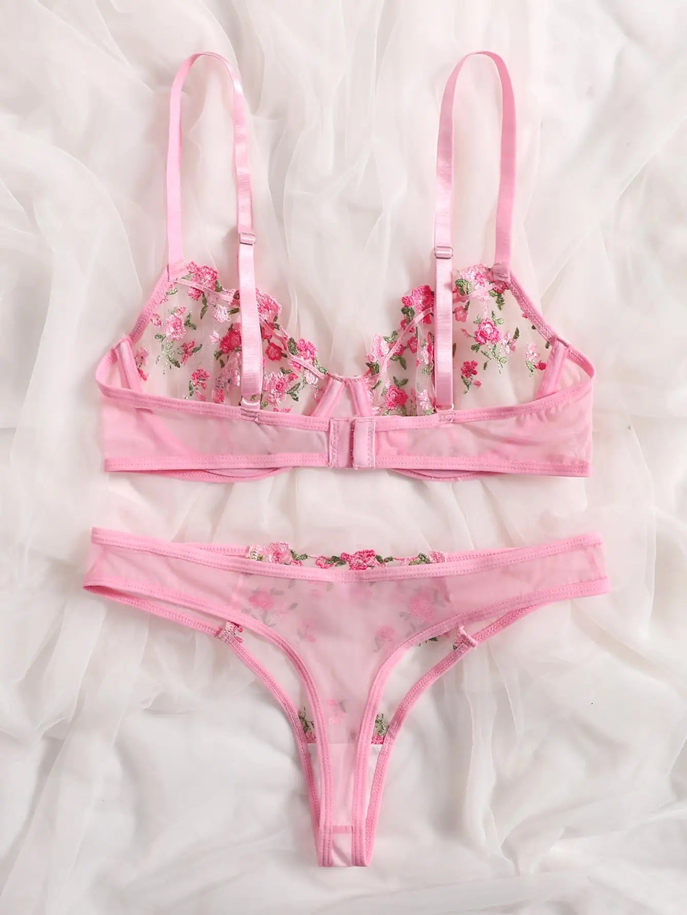 Ensemble de Lingerie 2 pièces Sexy avec broderie florale, sous-vêtements en dentelle transparente, Kits de soins de la peau courts, ensemble féerique délicat pour femme, 2023