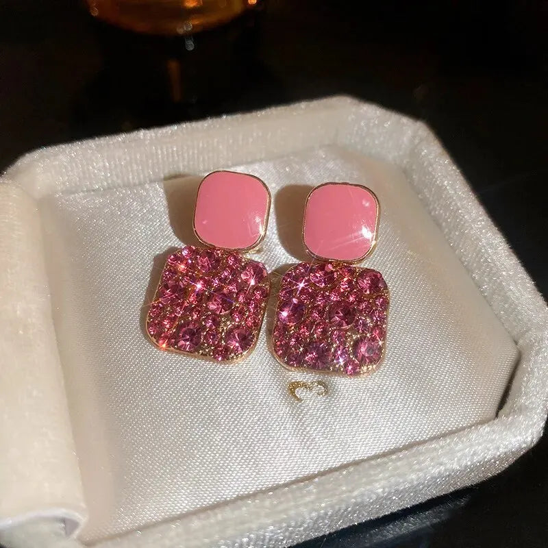 Boucles d'oreilles en forme de cœur rose pour femmes, 2 pièces, mode coréenne, Style Simple et doux, bijoux de luxe de styliste, nouvelle collection 2024