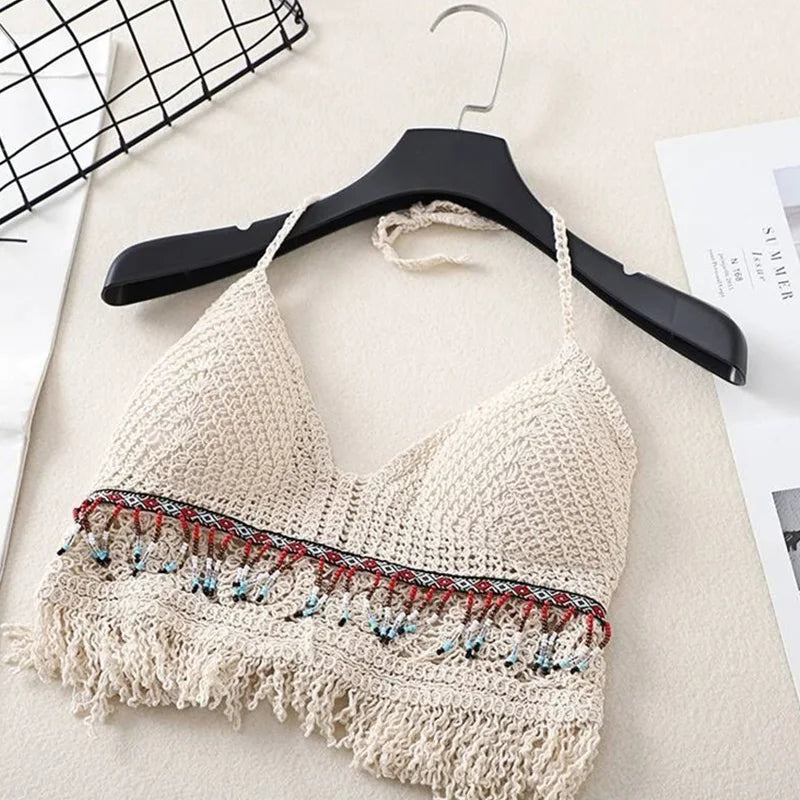 Haut de maillot sexy Femmes Crochet Tricot - Maillot De Bain - Soutien-Gorge Dos Nu