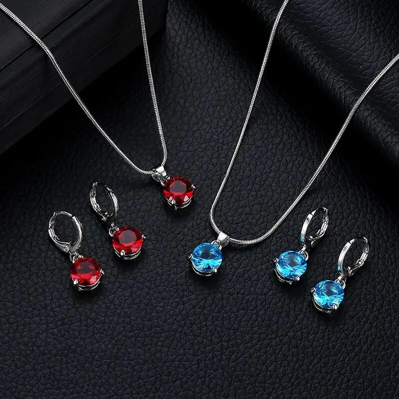 Ensembles de bijoux pour femmes, bague en Zircon, boucles d'oreilles, collier de mariage, élégant, noël, livraison gratuite