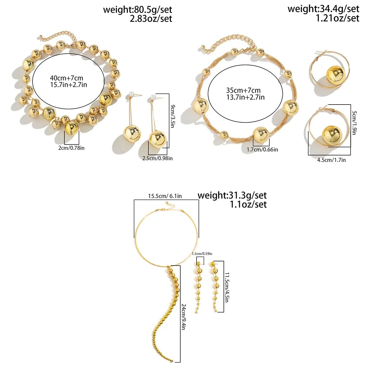 Punk acrylique CCB grosse boule chaîne de perles collier boucles d'oreilles pour femmes Vintage grosse clavicule chaîne Grunge - ensemble de bijoux Steampunk