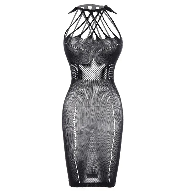 1pc sexy femmes résille cover Up maillots de bain robe moulante sans bikini, robe de vacances maillot de bain pour femmes