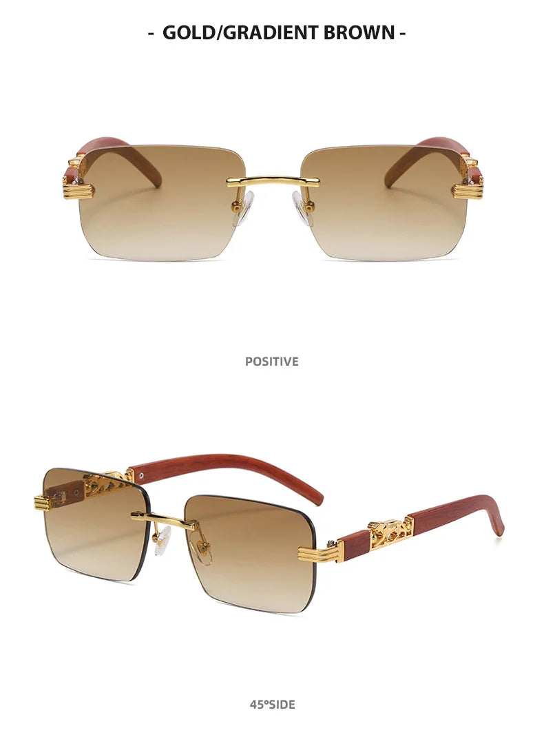 Lunettes de soleil rectangulaires sans bords pour femmes, marque de luxe, léopard, sans cadre, Vintage, carrées, 2024