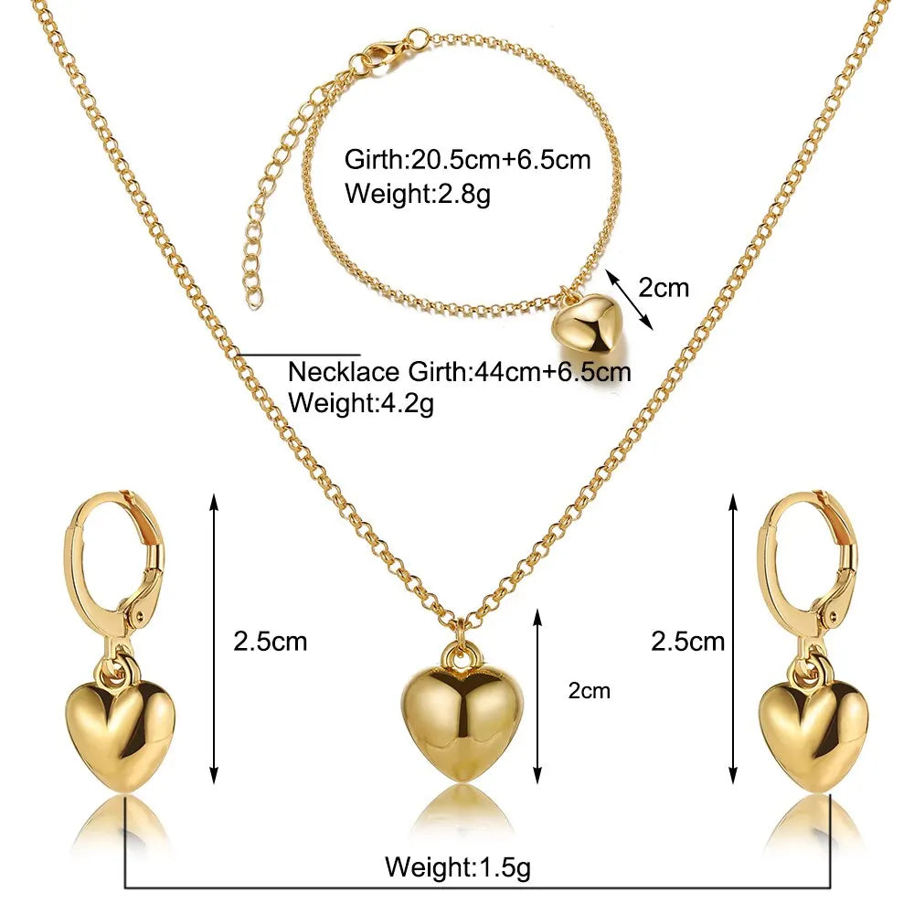 Ensemble de bijoux pour femmes, nouveau Style créatif de tempérament Simple, boucles d'oreilles et collier en alliage, cœur de pêche