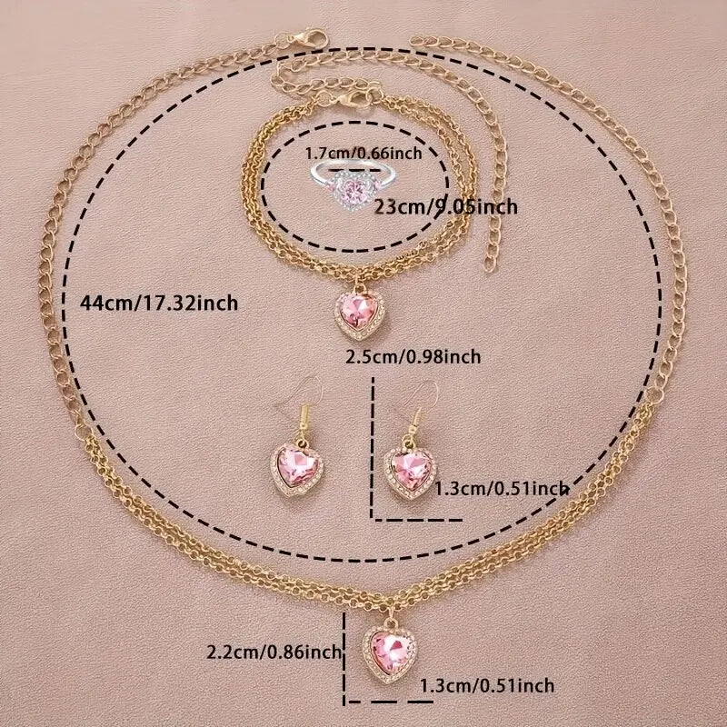 6 pièces montre pour femme strass coeur pointeur montre à Quartz mignon Bracelet montre-Bracelet et ensemble de bijoux, cadeau pour femme