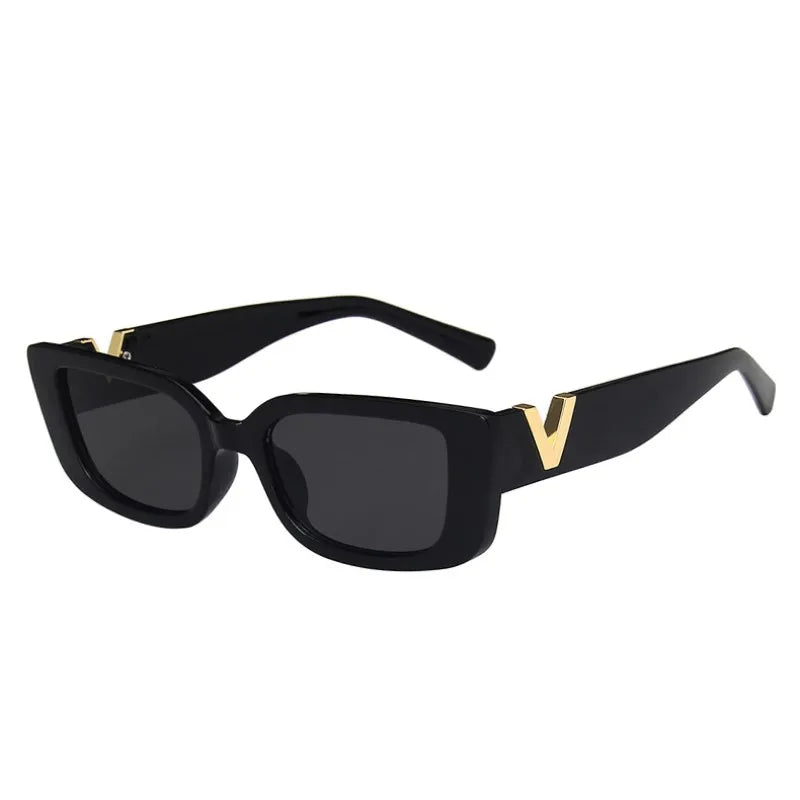 Lunettes De soleil rectangulaires rétro pour femmes, marque de styliste vintage, petite monture, classiques, carrées noires,