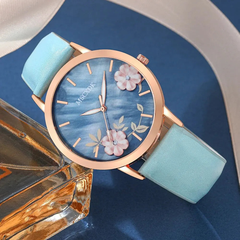package contenant une Montre dame, une paire de lunettes de soleil, Portefeuille, Ensemble Casual En Cuir Ceinture Quartz Femme