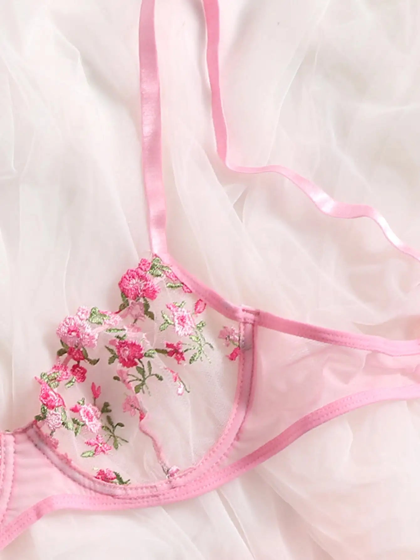Ensemble de Lingerie 2 pièces Sexy avec broderie florale, sous-vêtements en dentelle transparente, Kits de soins de la peau courts, ensemble féerique délicat pour femme, 2023