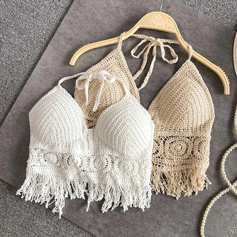 Haut de maillot sexy Femmes Crochet Tricot - Maillot De Bain - Soutien-Gorge Dos Nu