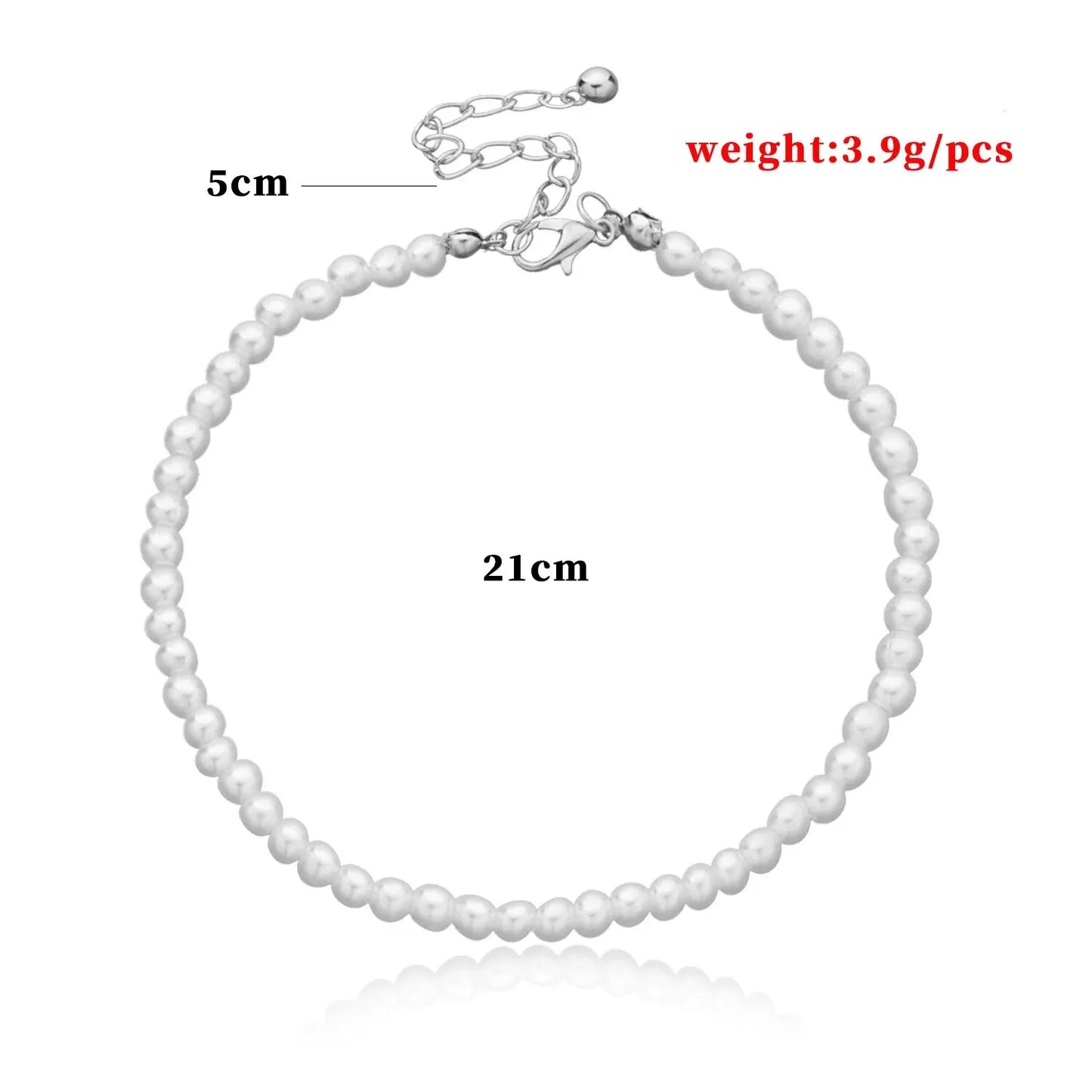 Bracelet de cheville en Imitation de perles coréennes pour femmes, chaîne de couleur or et argent sur la jambe, Bracelet de cheville de plage d'été pour filles, bijoux de pied à la mode