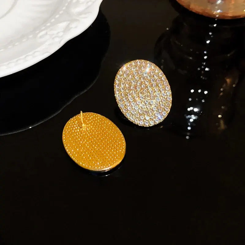 Boucles d'oreilles brillantes en strass pour femmes, boucles d'oreilles géométriques carrées et ovales, pour fête, bijoux cadeaux de mariage