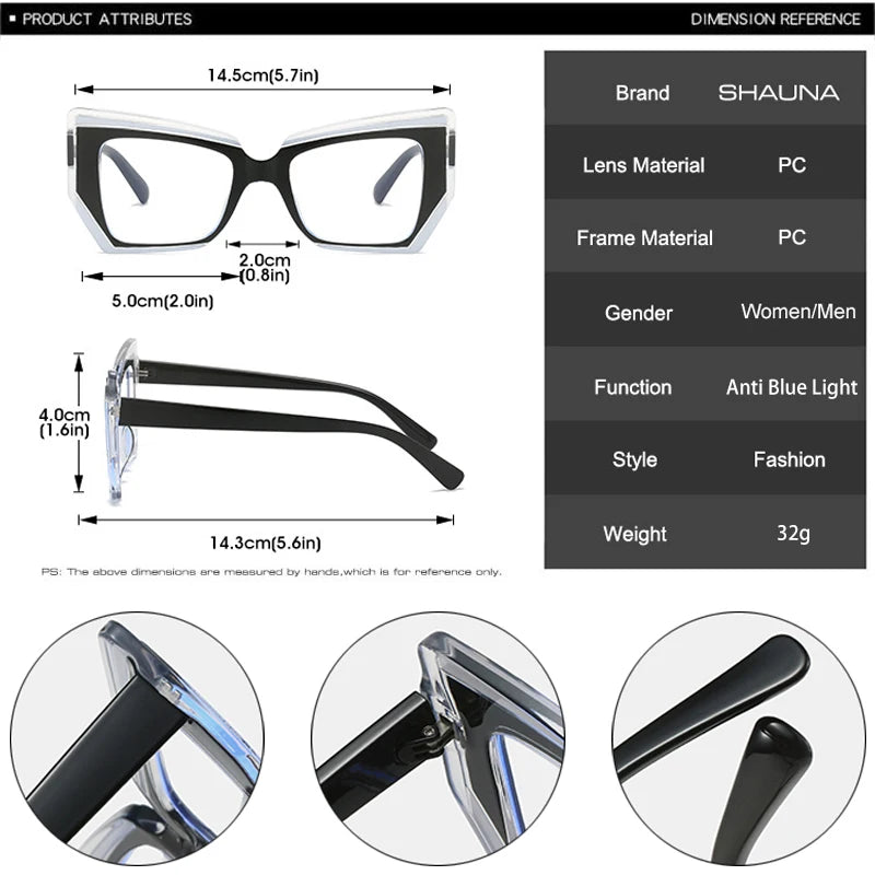 fitcomfortable mode populaire polygone œil de chat multicolore lunettes cadre femmes clair Anti-lumière bleue lunettes