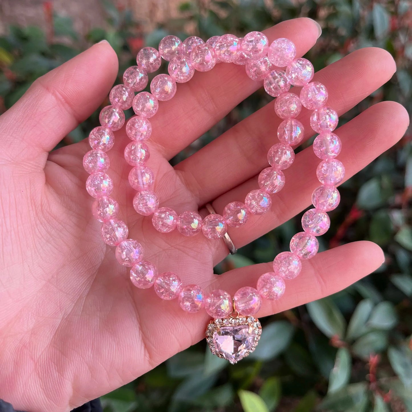 Ensemble de bijoux en cristal pour enfants, de haute qualité, avec pierres précieuses roses : bracelet et collier. Accessoires de princesse pour filles, nouvelle collection été, 2 pièces par ensemble