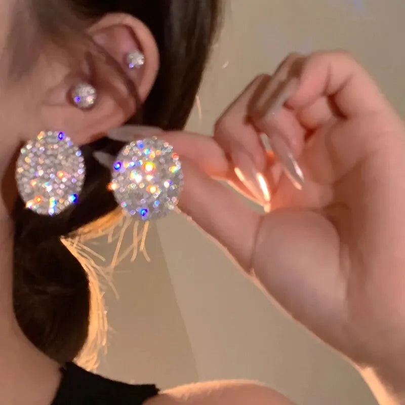 Boucles d'oreilles brillantes en strass pour femmes, boucles d'oreilles géométriques carrées et ovales, pour fête, bijoux cadeaux de mariage