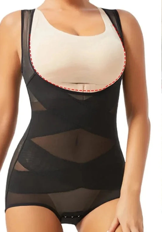 Corset sans couture en maille pour femmes, body complet, sexy, contrôle du ventre, amincissant, offrant un ventre plat, avec corset sous le buste.