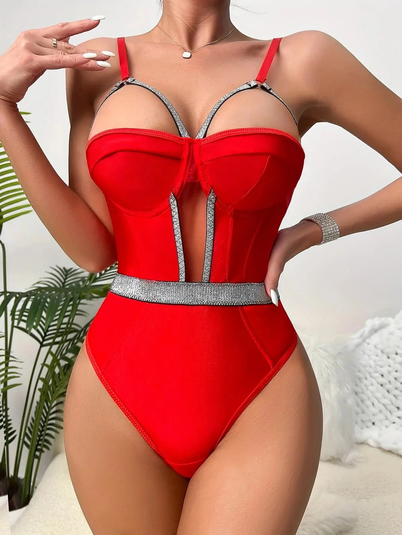 Captivant 1 pièce, body Push Up ajouré dos nu, Lingerie et sous-vêtements Sexy pour femmes