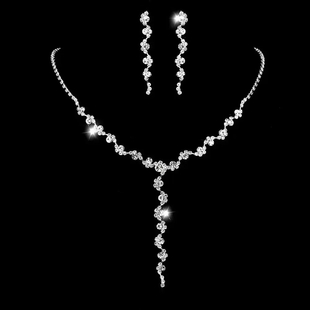 Ensemble collier et boucles d'oreilles classiques, bijoux de mariée simples, robe de mariée, accessoires de robe de soirée, bijoux pour femmes