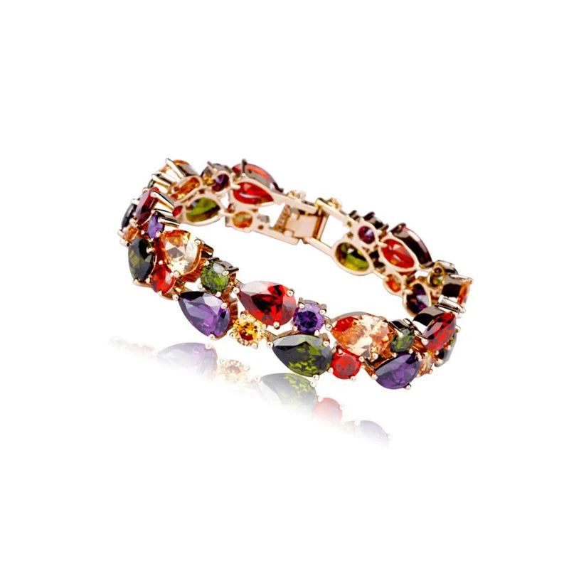 Vente chaude classique mode brillant couleur or Rose Multi zircone Bracelets pour dames élégantes trajet bijoux accessoires