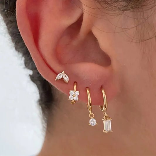 Huggies – boucles d'oreilles créoles pour femmes, en acier inoxydable, petit cristal, pendentif en zircone, boucles d'oreilles Cartilage, bijoux de perçage