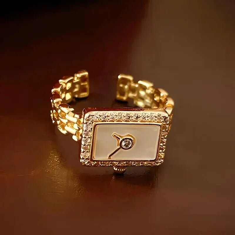 Montre tendance en forme de cœur rond en alliage de zircone cubique, anneaux pour femmes et hommes, anneau géométrique en métal et cristal, bijoux de fête d'anniversaire quotidien