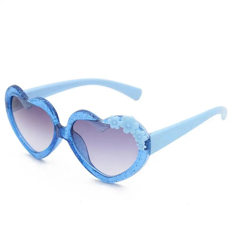 Lunettes de soleil en forme de cœur pour filles et garçons, jolies lunettes de soleil à fleurs de dessin animé, Protection solaire d'extérieur, jolies lunettes pour enfants