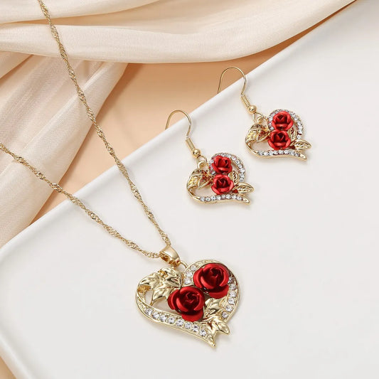 Collier créatif avec pendentif en forme de cœur et de Rose pour femmes, collier exquis en Zircon pour toujours, bijoux romantiques pour la saint-valentin