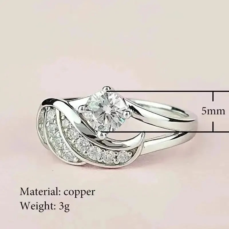 Bagues classiques en métal pour femmes, couleur or, Zircon blanc, bague romantique pour demande de mariée, bijoux cadeau de mariage