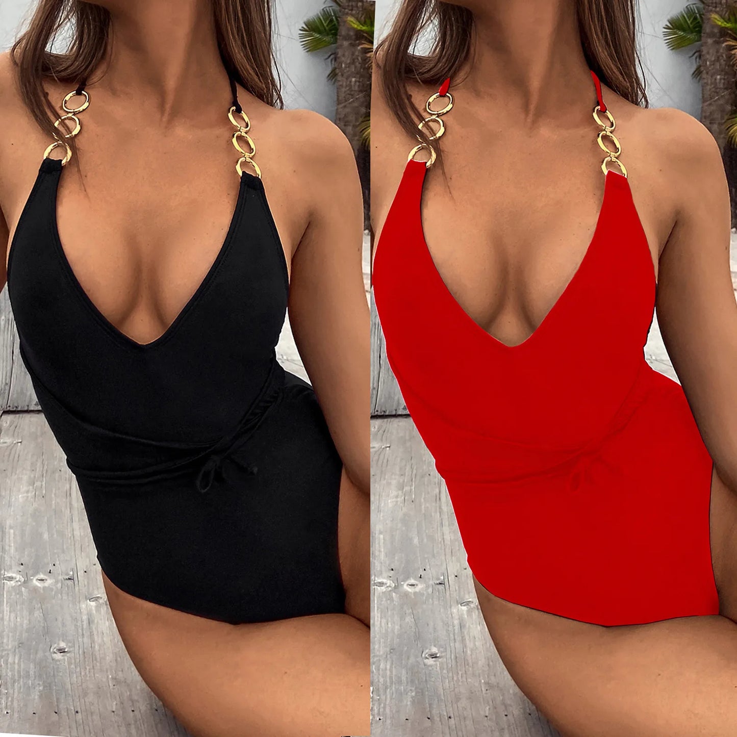 Femmes Bikini Maillot Sexy Une-Pièce, Monokini maillots de Bain Hawaïen Surf Beachwear Barboteuse