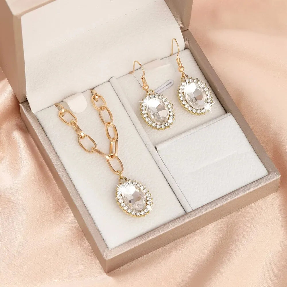 Ensemble collier et boucles d'oreilles pour femmes, bijoux en cuivre, grande goutte d'amour, accessoires de robe deux pièces