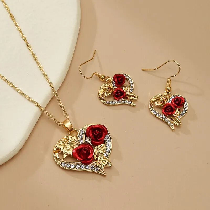 Collier créatif avec pendentif en forme de cœur et de Rose pour femmes, collier exquis en Zircon pour toujours, bijoux romantiques pour la saint-valentin