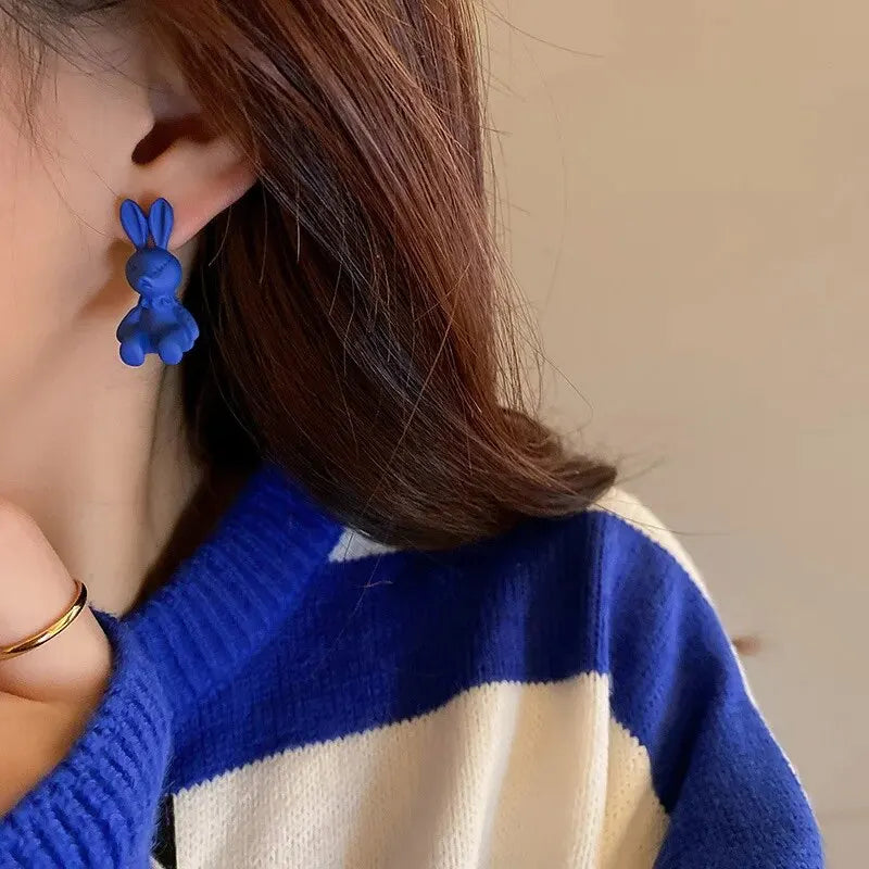 Klein bleu géométrique cercle chaîne boucle d'oreille pour les femmes personnalité tempérament boucles d'oreilles goutte Premium coréen luxe concepteur bijoux