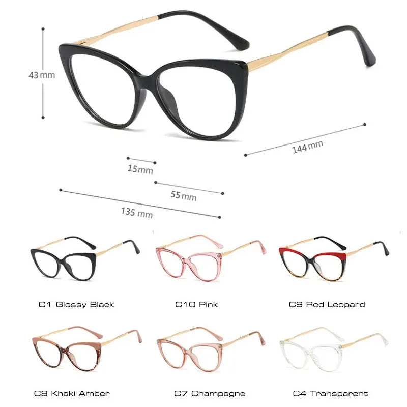 Fitcomfortable Anti-lumière bleue TR90 confortable oeil de chat lunettes cadre femmes Vintage printemps charnière cadre optique