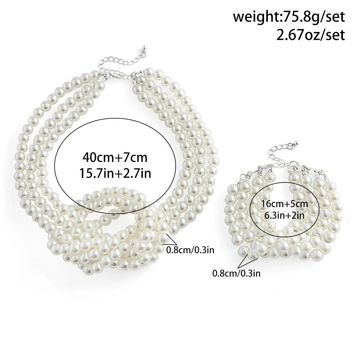 Collier multicouche en chaîne nouée pour femmes, 2 pièces, Imitation de perles blanches, mode coréenne, Bracelet esthétique, ensemble de bijoux pour mariage