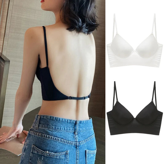 Soutien-gorge dos nu Invisible pour femmes, sous-vêtements, décolleté en V profond, coupe basse, Push-Up, intimes, respirant, Bralette, bas du dos, Invisible