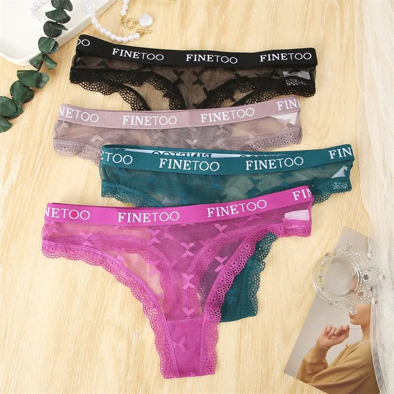 3 pièces Sexy dentelle femmes sous-vêtements - Bikini creux taille basse G String dames slips Sexy dentelle culottes Lingerie