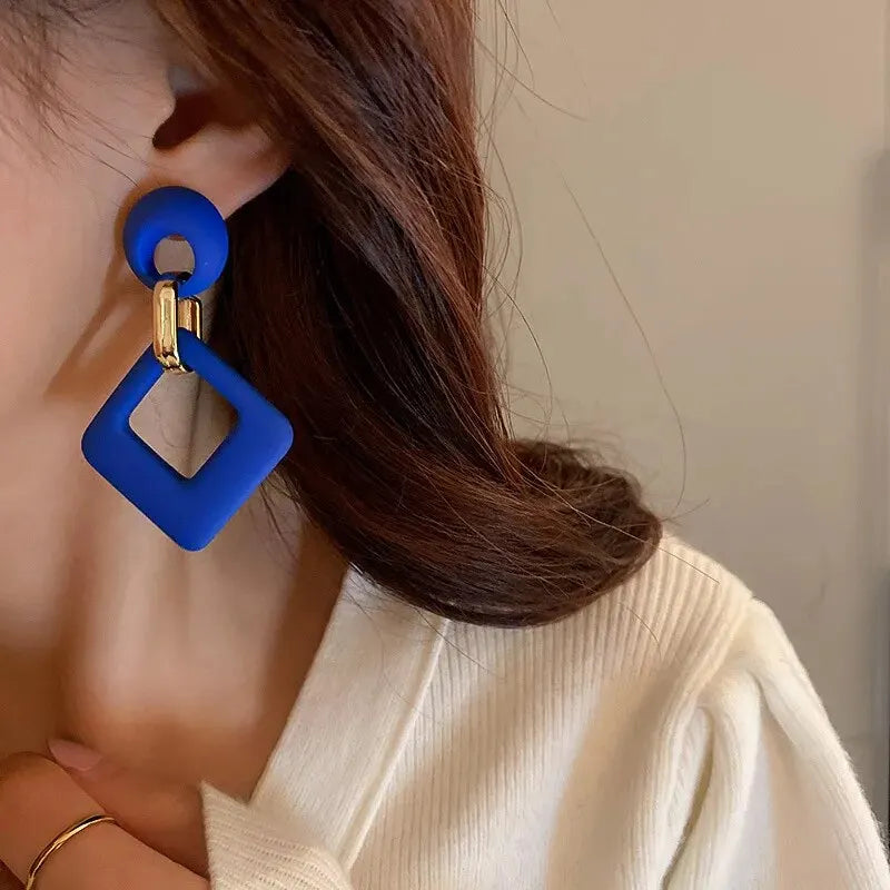 Klein bleu géométrique cercle chaîne boucle d'oreille pour les femmes personnalité tempérament boucles d'oreilles goutte Premium coréen luxe concepteur bijoux