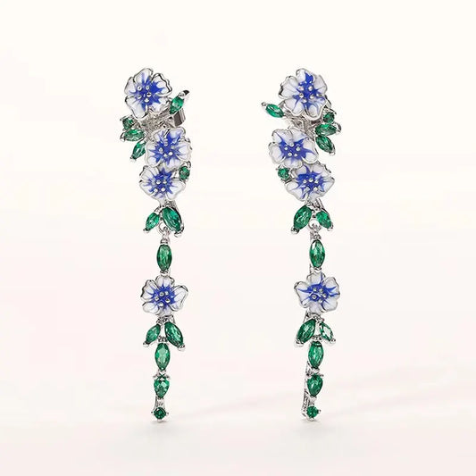 Boucles d'oreilles en pierre de cristal vert, fleur blanche, mignon, clou pour printemps et été, Marquise, strass, bijoux tendance