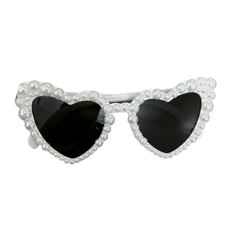 Lunettes de soleil à monture en perles pour fête de mariage, pour carnaval adulte, pour prendre des photos, fête en bord de mer, monture en forme de cœur