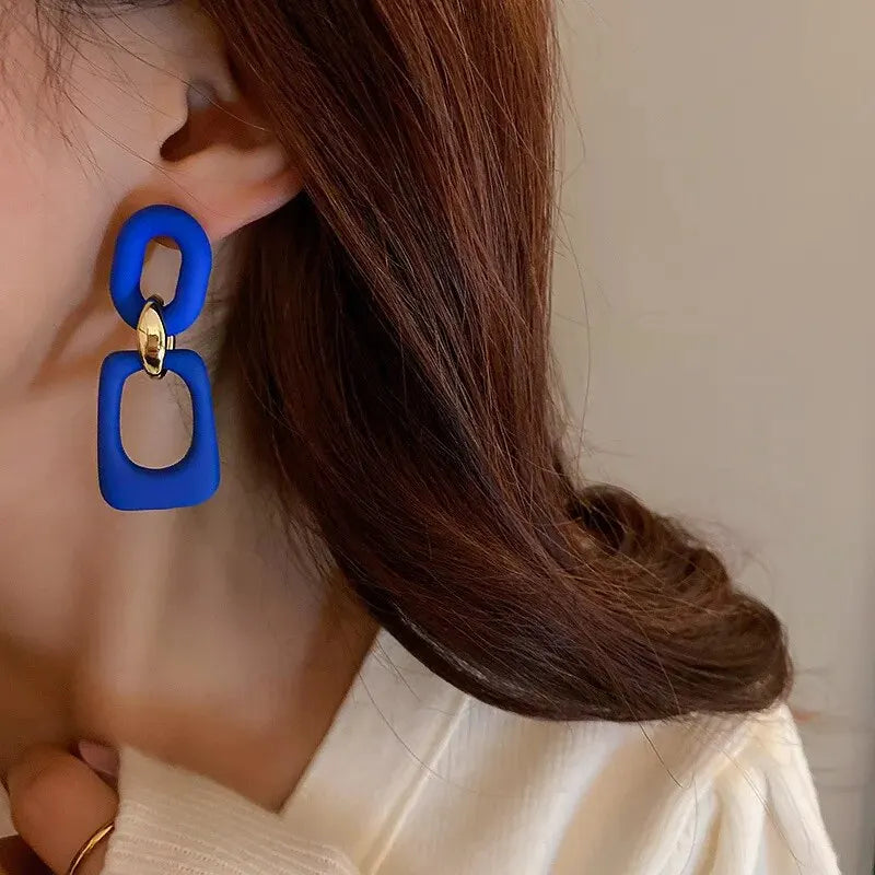 Klein bleu géométrique cercle chaîne boucle d'oreille pour les femmes personnalité tempérament boucles d'oreilles goutte Premium coréen luxe concepteur bijoux