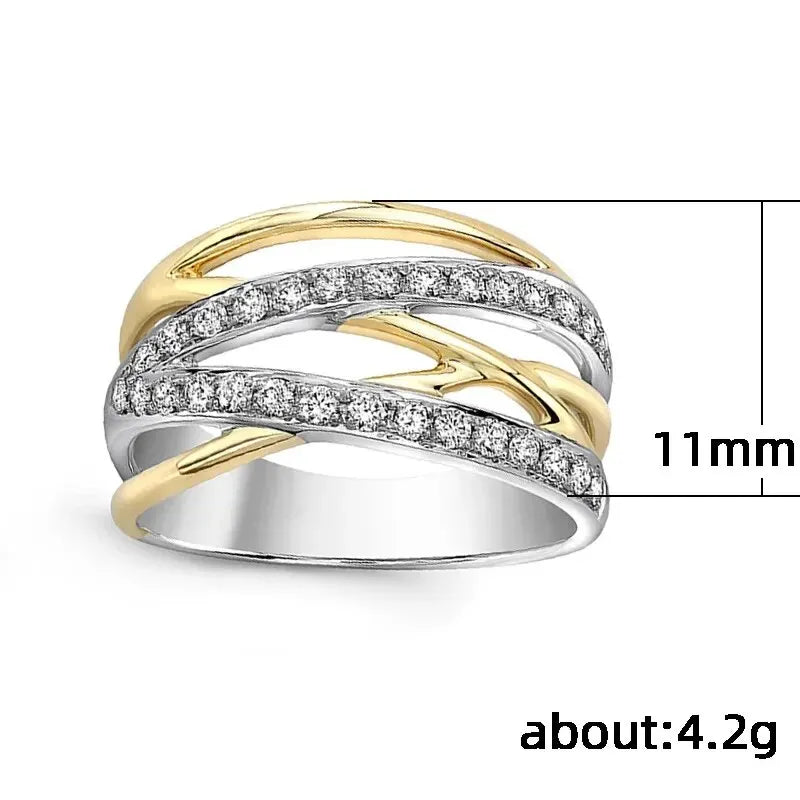 Bague en Zircon pour femmes, ligne géométrique à la mode, Micro-incrusté, bijoux à main disponibles en tailles 6 7 8 9 10